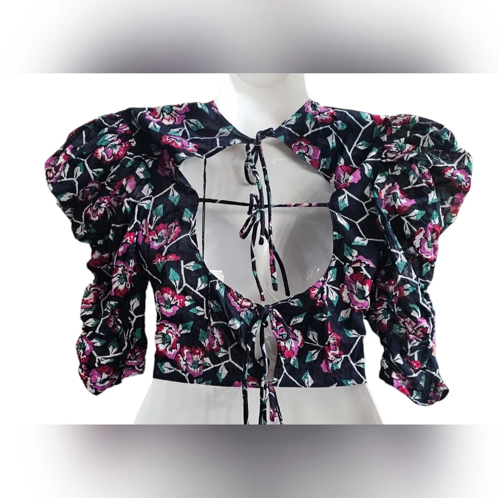 Isabel Marant Étoile Silva Floral Puff Sleeve Top NWT - Picture 6 of 10